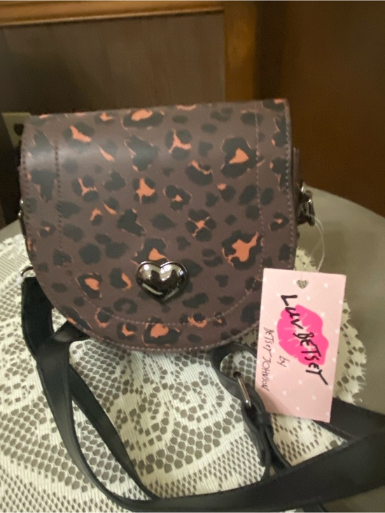 Betsey Johnson Handbags - Betsy Johnson Brown Leopard Heart Crossbody Bag